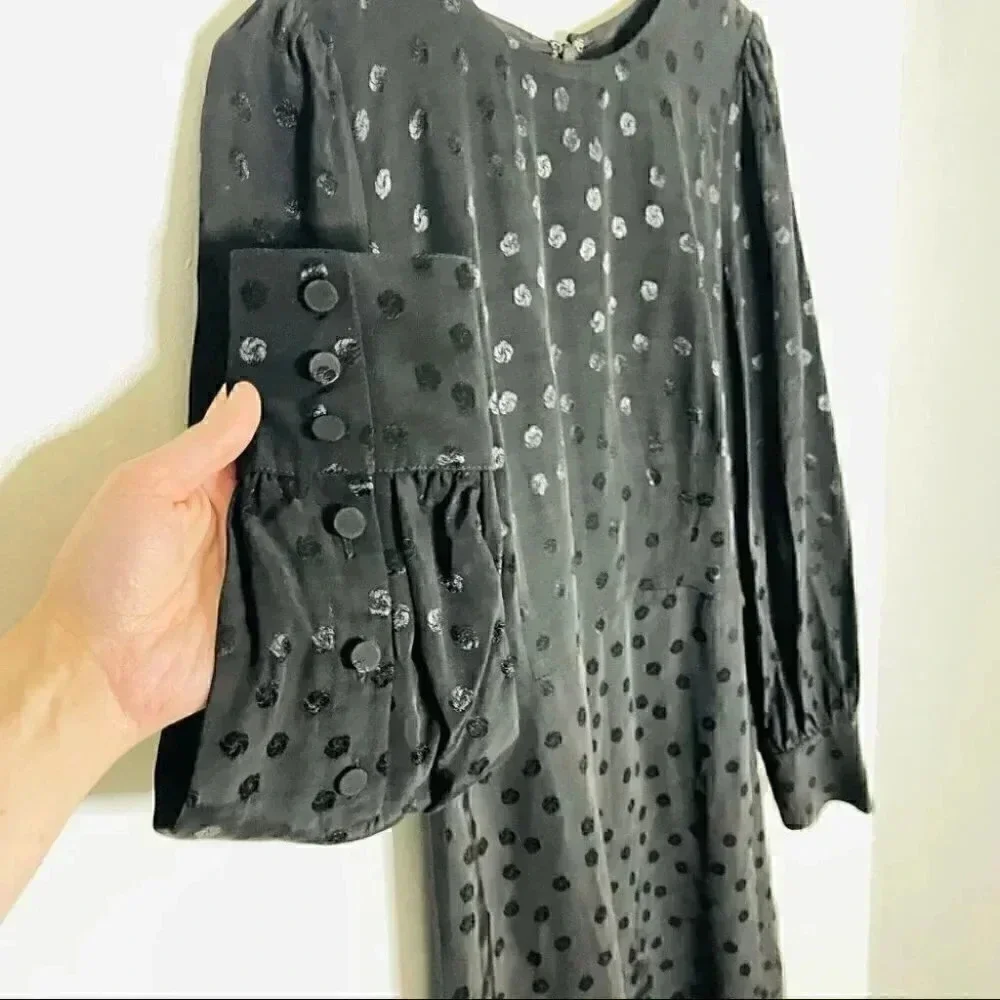 NWT J.Crew Shift Dress Jacquard Dot Black